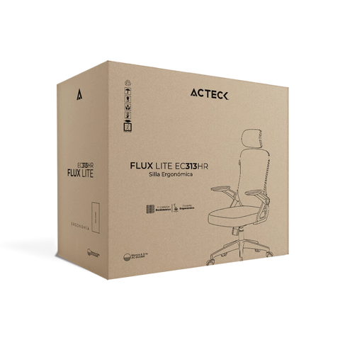 Silla Oficina Acteck Flux Ec313Hr 100 Kg Marco Blanco - Malla Gris