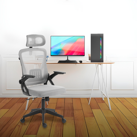 Silla De Oficina Acteck Flux Lite Ec313Hr Marco Negro - Malla Gris