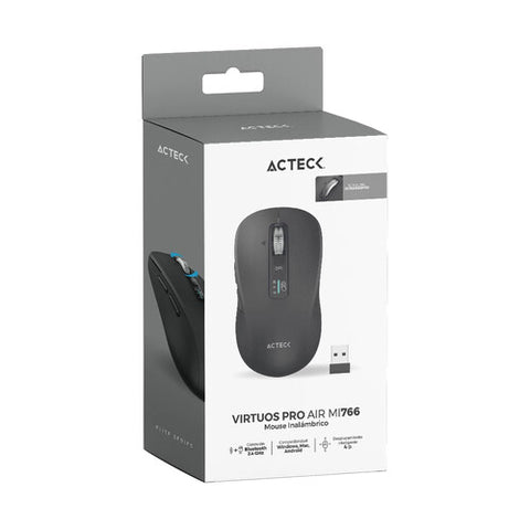 Mouse Inalámbrico Dual Acteck Virtuos Pro Air MI766 Recargable con 9 Botones y 3200 DPI - Avanzado y Poderoso