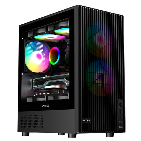Gabinete Gamer Acteck Zyron GC606 con Cristal Templado y 3 Ventiladores FRGB para Micro ATX - Espectacular y Resistente