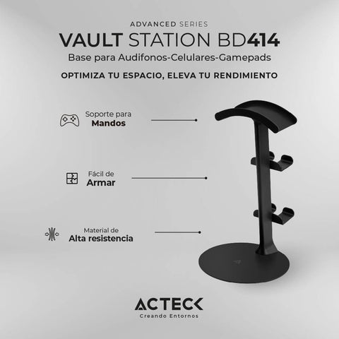 Base Soporte universal para Gadgets 3 en 1 ACTECK VAULT STATION BD414 Ajuste 4 Puntos