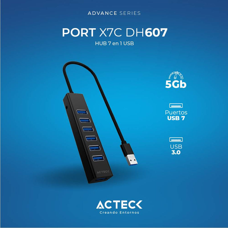 Hub USB 3.0 PORT X7C DH67 Acteck Advanced Series HUB  7 en 1