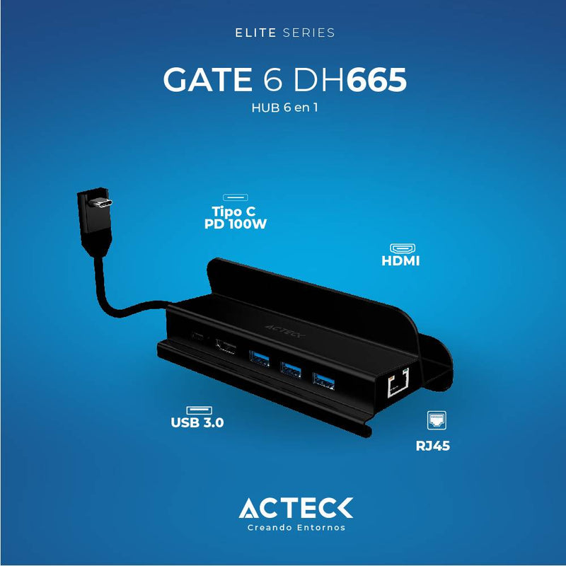 Hub USB 3.0 GATE 6 DH665 Acteck Elite Series HUB  6 en 1