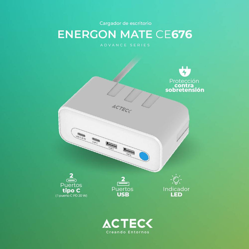 Cargador de escritorio  Energon MATE CE4676 Acteck  7 en 1