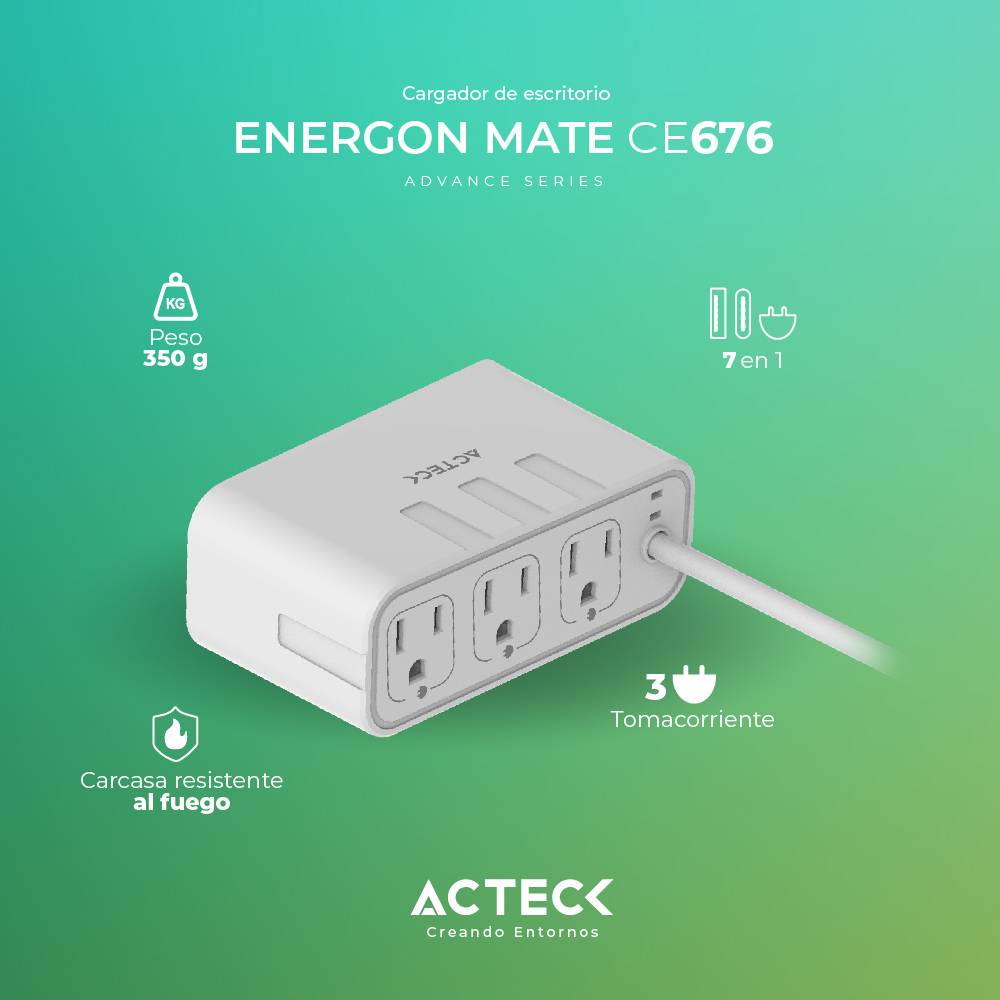 Cargador de escritorio  Energon MATE CE4676 Acteck  7 en 1
