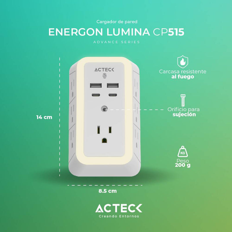 Cargador de Pared ENERGON LUMINA CP515 Acteck Advance Series