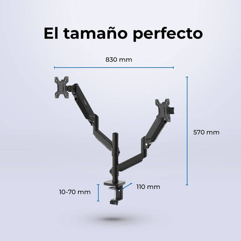 Soporte Articulado para Doble Monitor Acteck Enforce Motion SM728 - Altura Ajustable y C-Clamp - Configuración Dual Impecable - Nuevo