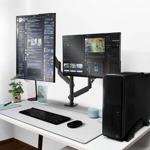 Soporte Articulado para Doble Monitor Acteck Enforce Motion SM728 - Altura Ajustable y C-Clamp - Configuración Dual Impecable - Nuevo