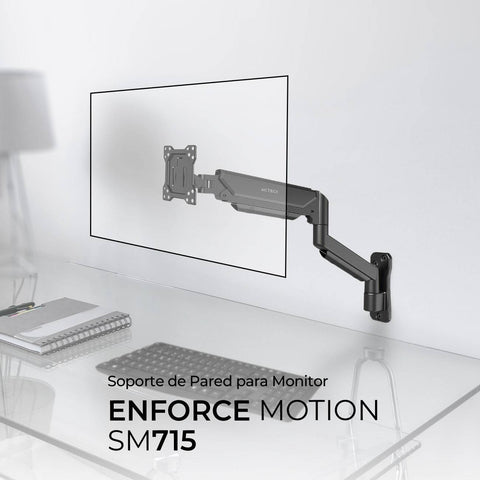 Soporte de Pared Articulado para Monitor Acteck Enforce Motion SM715 - Movimiento Completo y Ahorro de Espacio - Instalación Firme y Segura - Nuevo