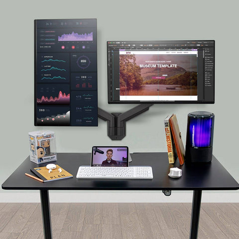 Soporte de Pared Articulado para Doble Monitor Acteck Enforce Motion SM727 - Ajuste Independiente de Pantallas - Organización Visual Máxima - Nuevo