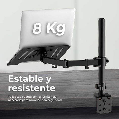 Soporte Articulado para Laptop Acteck Enforce Zone SM515 - Fijación C-Clamp y Ajuste de Ángulo - Espacio Elevado Ergonómico - Nuevo