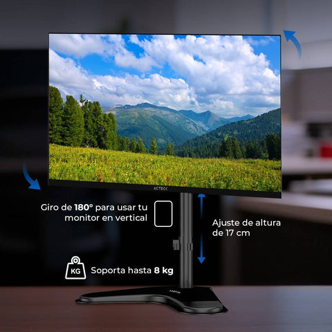 Soporte de Monitor con Base Acteck Enforce Zone-B SM510 - Base Autoportante Estable - Elevación Segura Sin Perforar - Nuevo