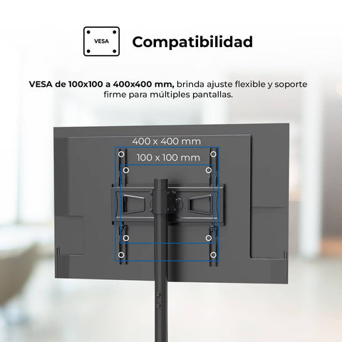 Soporte Móvil para TV Acteck Enforce Movil SP700 - Repisa Integrada y Ruedas con Freno - Movilidad Práctica y Segura - Nuevo