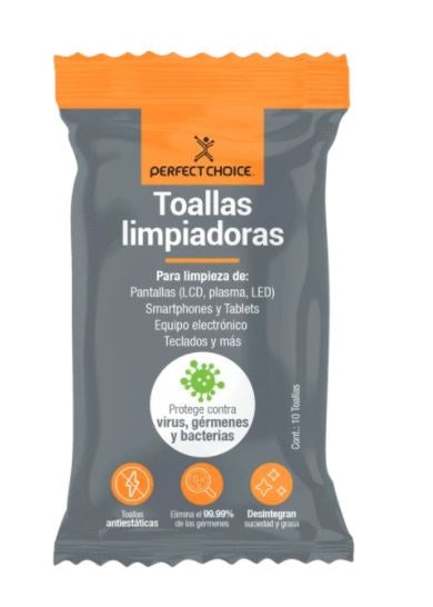 Toallas Limpiadoras Perfect Choice de Poliéster para Pantallas y Plásticos - Pack Paños Húmedos Antiestáticos - Impecable