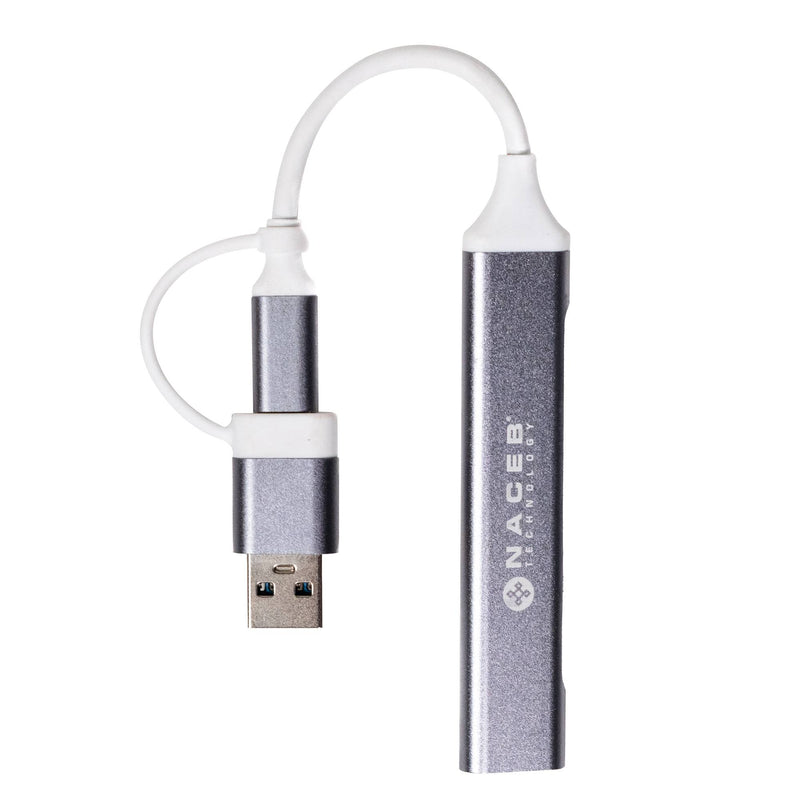 Hub Naceb  Usb-C/A A 4 Puertos 1*Usb 3.0, 3*Usb2.0 NA-0124