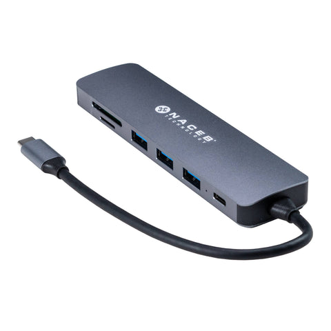 Adaptador Hub Tipo-C Naceb 7 en 1 NA-0127 | Multipuerto de Alta Velocidad | Expansión Total para tu Laptop