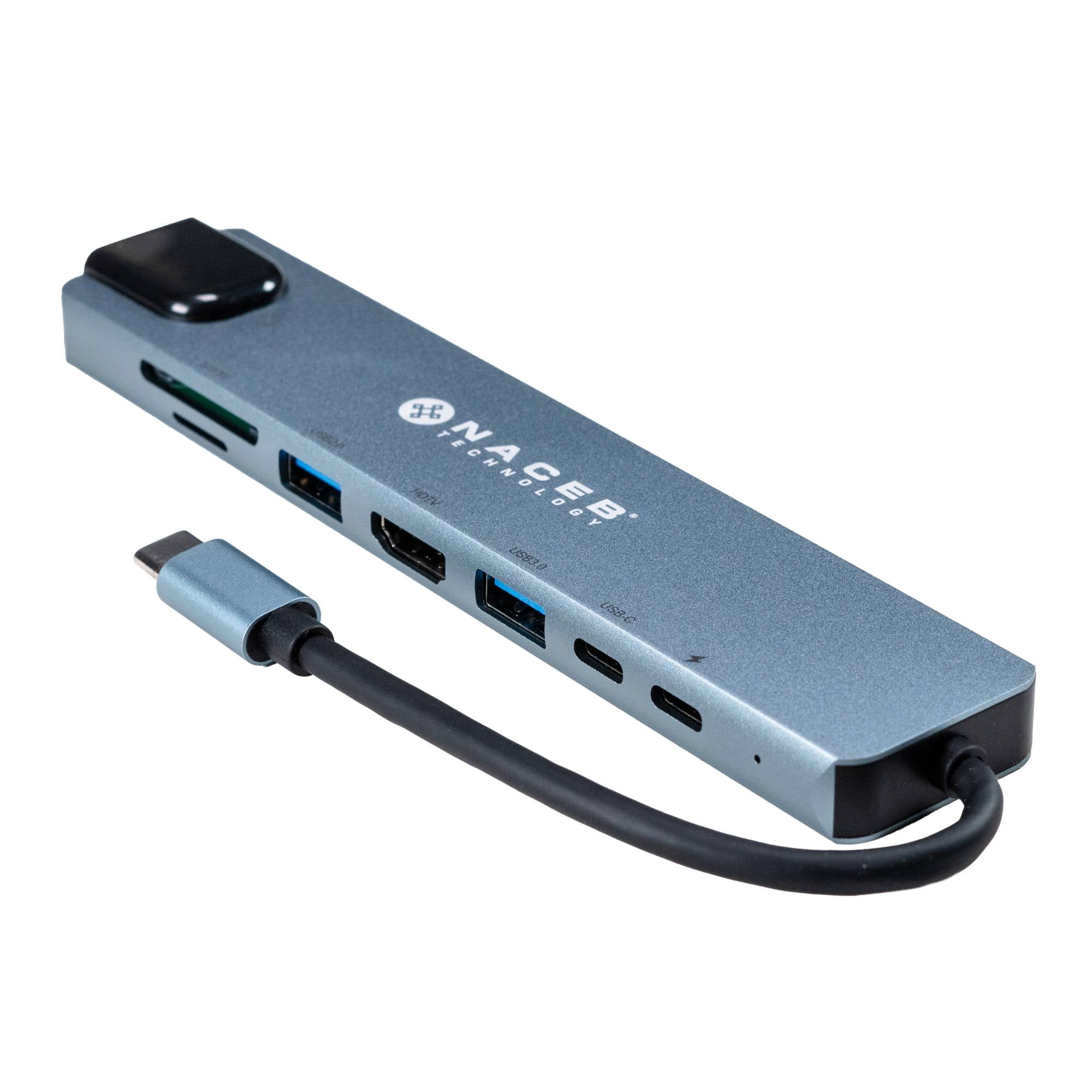 Adaptador Hub Tipo-C Naceb 8 en 1 NA-0128 | Conectividad Múltiple Completa | Solución Todo en Uno para Trabajo