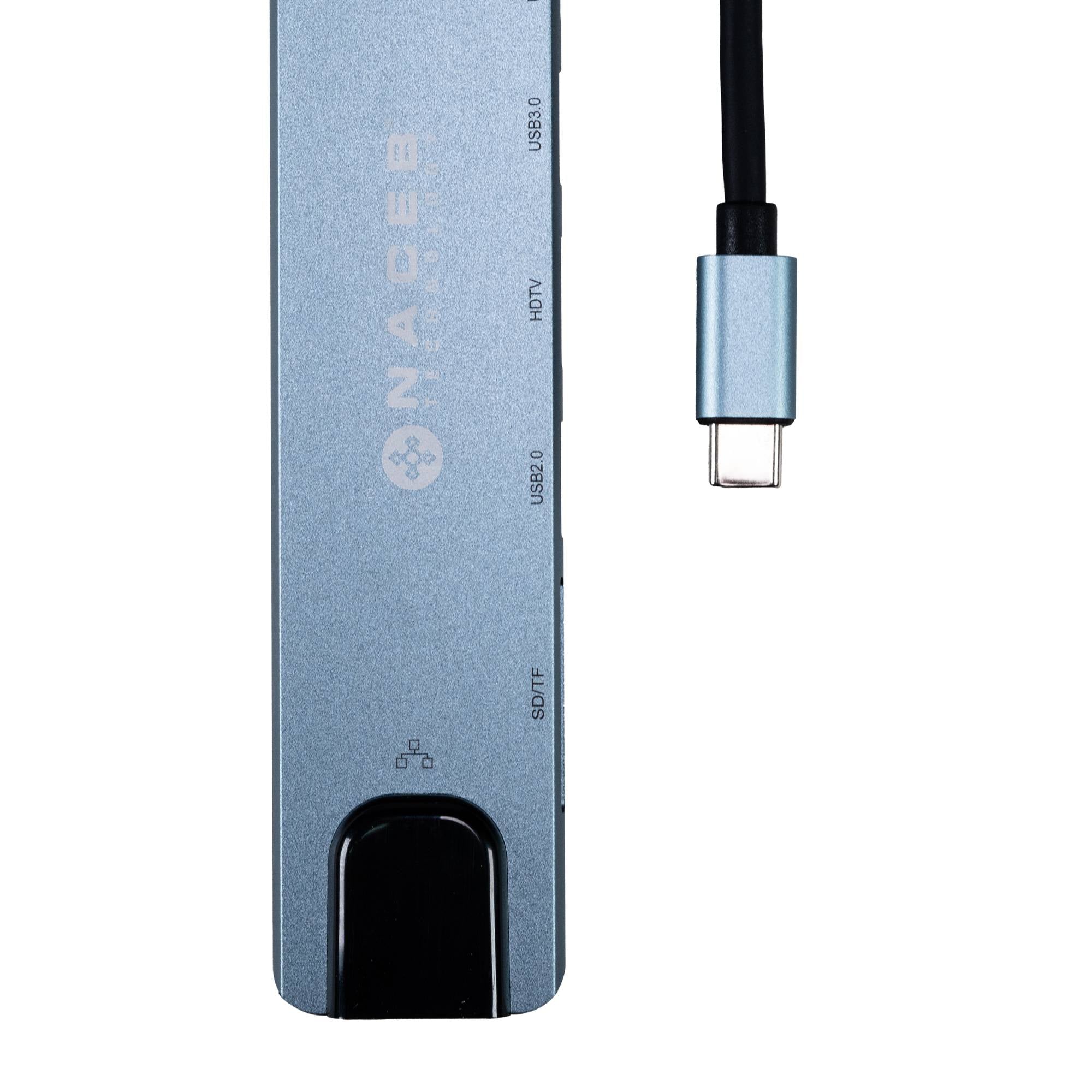 Adaptador Hub Tipo-C Naceb 8 en 1 NA-0128 | Conectividad Múltiple Completa | Solución Todo en Uno para Trabajo