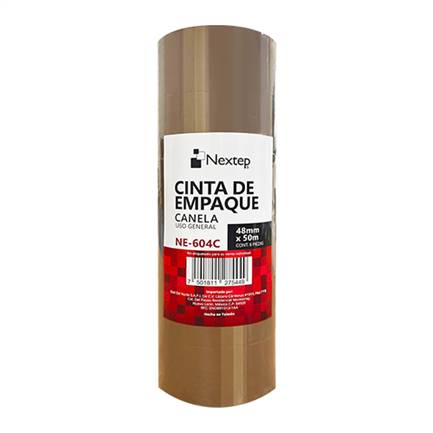 Cinta De Empaque Canela Nextep Ne-604C Uso General  48Mm X 50 Mts  Paquete Con 6 Piezas