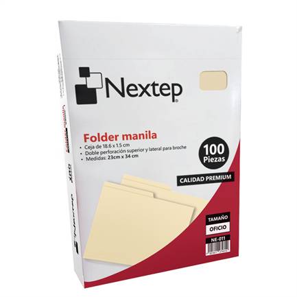 Folder Manila Nextep Ne-011 Económico Con 100 Piezas Tamaño Oficio  Medidas 34Cm Por 23 Cm