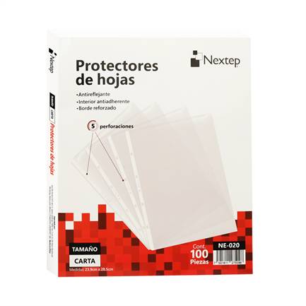 Protector De Hojas Nextep Ne-020 Económico  Tamaño Carta Con 100 Piezas