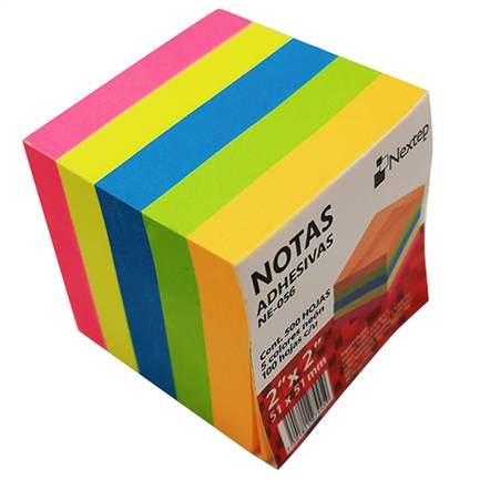 Nota Adhesiva Nextep Ne-056 2X2 Color Neon Con 5 Bloques De 100 Hojas  Cada Uno