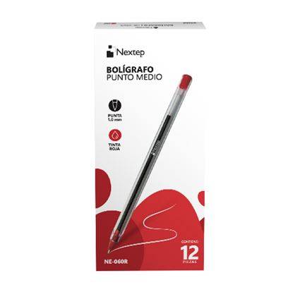 Bolígrafo Nextep Ne-060R Punta 0.1 Color Rojo Con 12 Piezas