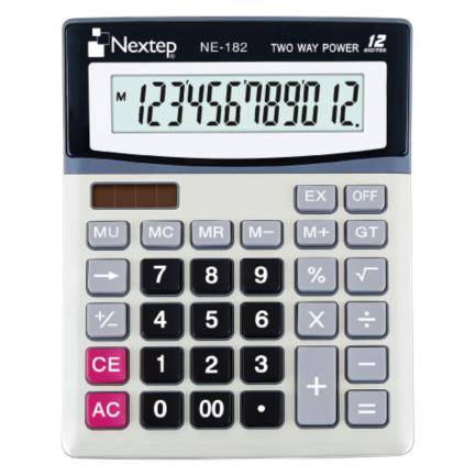 Calculadora Nextep Ne-182 12 Dígitos De Semi Escritorio Batería/Solar Aa 19Cm X 15Cm