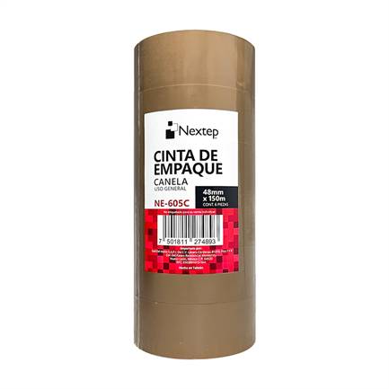 Cinta De Empaque Canela Nextep Ne-605C Uso General 48Mm X 150Mm Con 6 Piezas