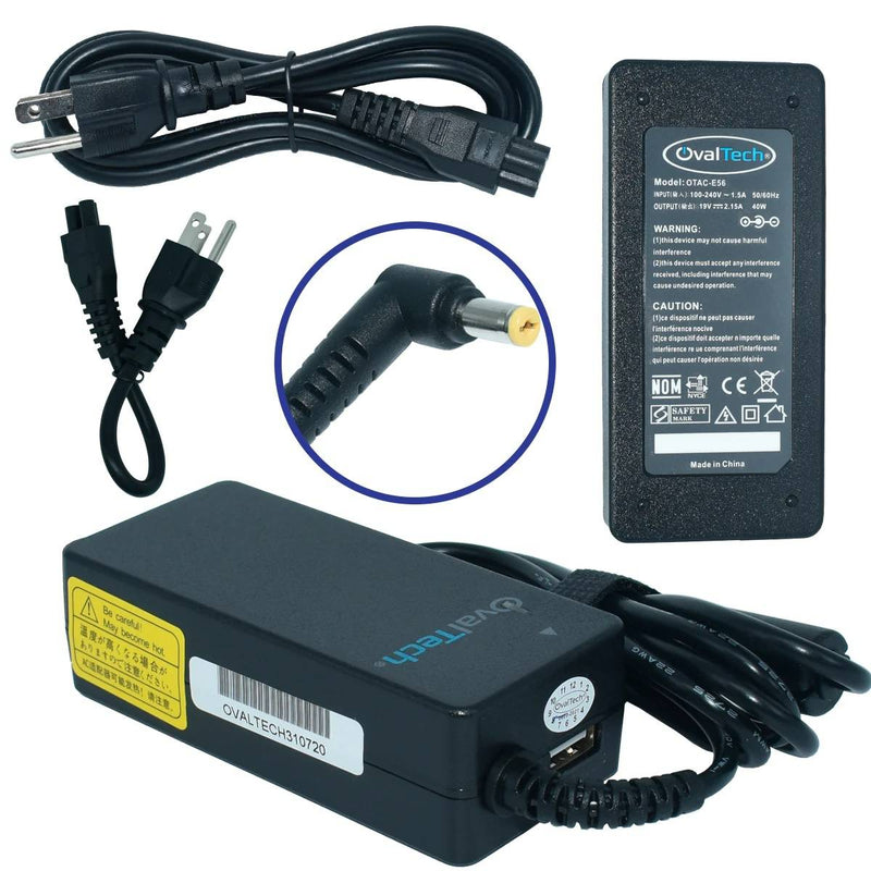 Cargador / Adaptador para Laptop OVALTECH OTAC-E56 de 40W 19V 2.15A (5.5*1.7)