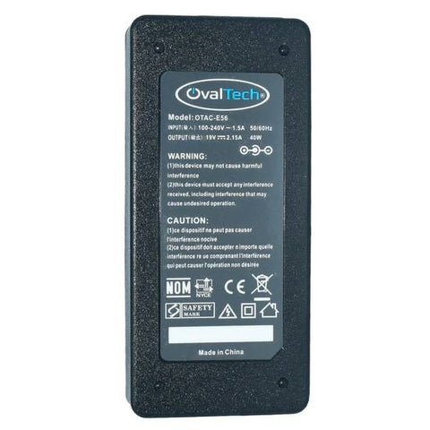 Cargador / Adaptador para Laptop OVALTECH OTAC-E56 de 40W 19V 2.15A (5.5*1.7)