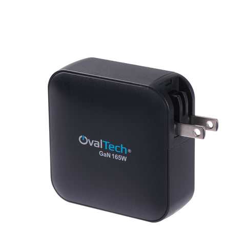 Adaptador de Corriente GaN Ovaltech OV-G165W de 165W con 3x USB-C y 1x USB-A Carga Ultra Rápida Multidispositivo Potencia Avanzada
