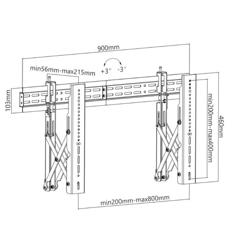 Soporte para Videowall Ovaltech OVW-3770 para TV de 37 a 70 Pulgadas Sistema Pop Out Ajustable Instalación Profesional Impecable