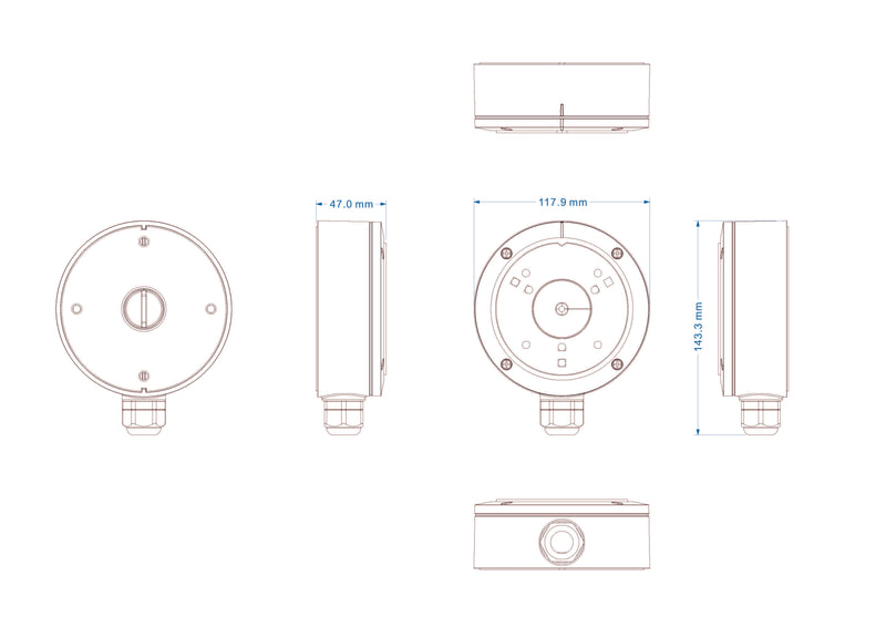 Caja de conexiones IP66 compatible con cámaras I4 y DAI-FIX -