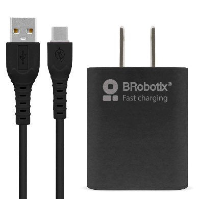 COMBO CARGA RÁPIDA: CARGADOR USB V3.0 + CABLE USB TIPO "C". NEGRO (6001561) - Brobotix