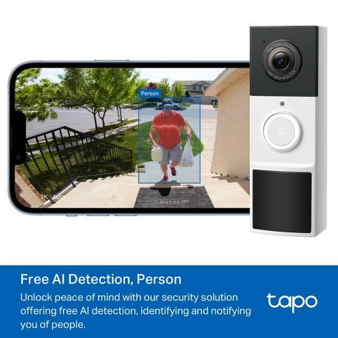 Cámara de Timbre con Video TP-LINK Tapo - Monitoreo Frontal de la Puerta en HD - Atiende desde tu Celular - Vigilancia Hogareña