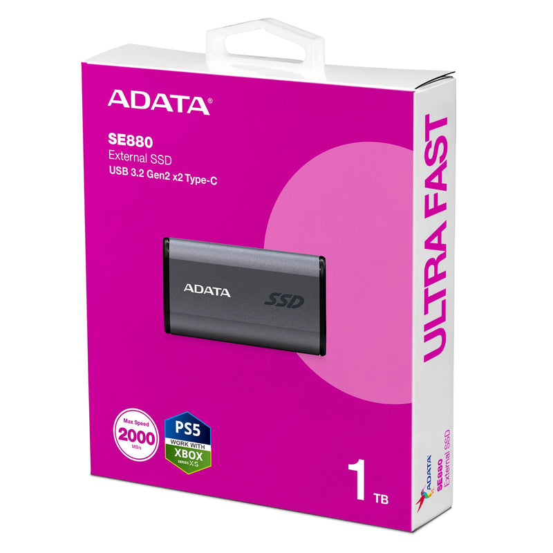 Unidad Ssd Externo Adata Se880 1Tb Usb-C 3.2 Gris (AELI-SE880-1TCGY)