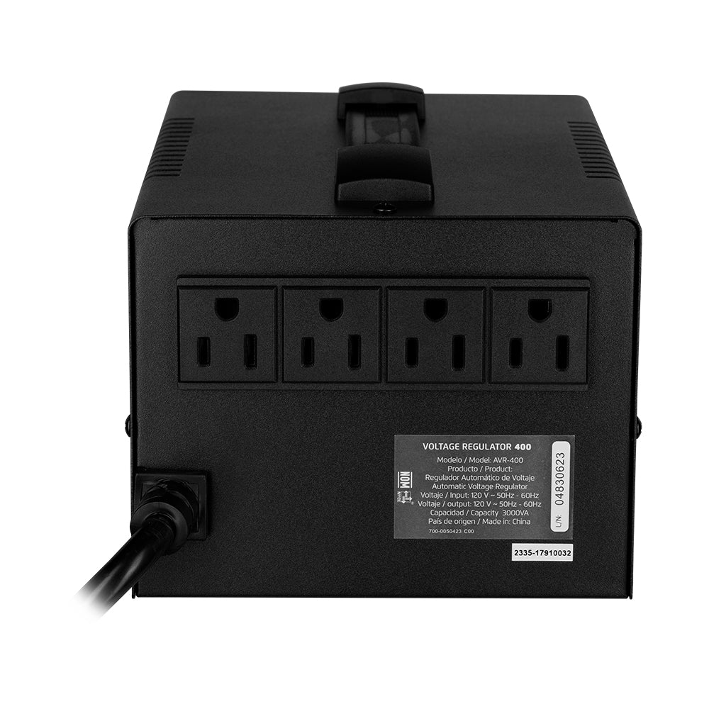 Regulador Vorago 3 Kva 1,800W 4 Cont Electrodomesticos Y Oficina Avr-400