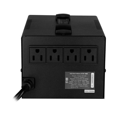 Regulador Vorago 3 Kva 1,800W 4 Cont Electrodomesticos Y Oficina Avr-400