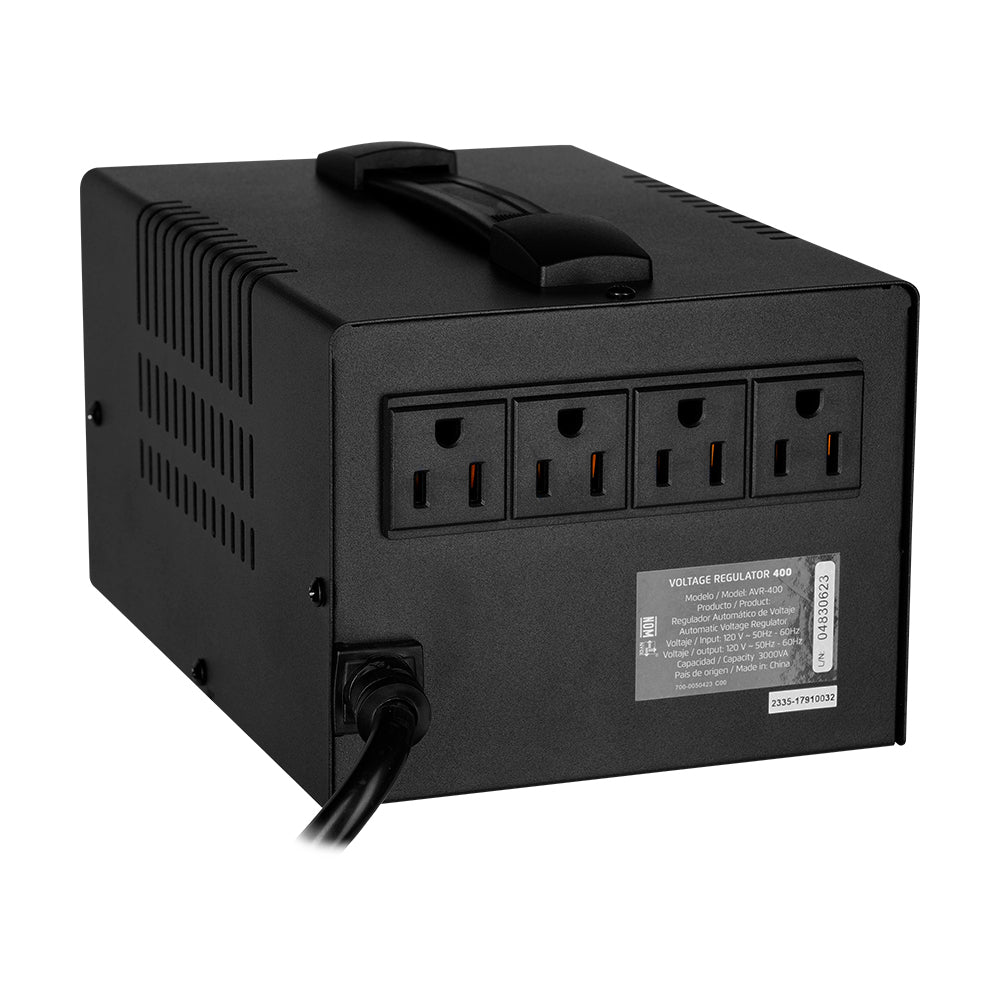 Regulador Vorago 3 Kva 1,800W 4 Cont Electrodomesticos Y Oficina Avr-400