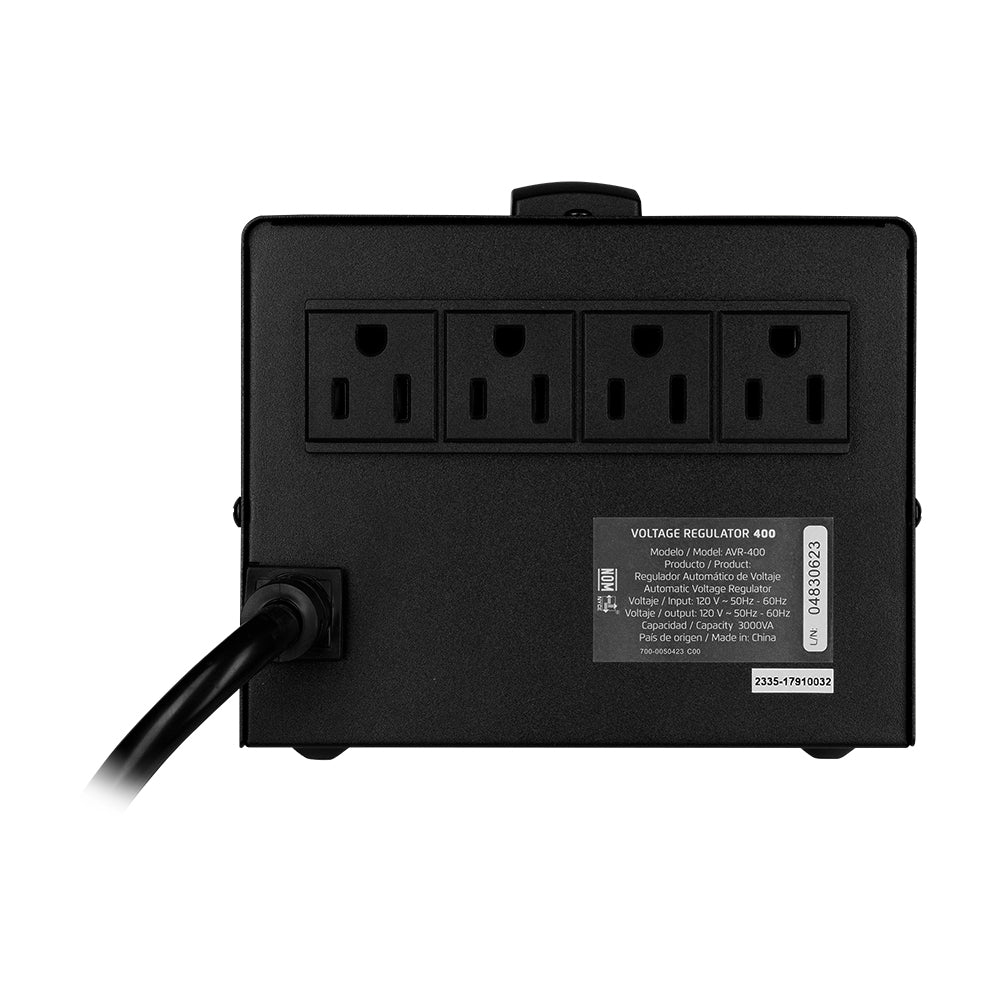 Regulador Vorago 3 Kva 1,800W 4 Cont Electrodomesticos Y Oficina Avr-400