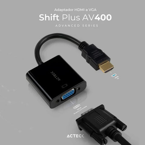 Adaptador Acteck Hdmi A Vga Shift Plus Av400 Macho-Hembra Ac-934756