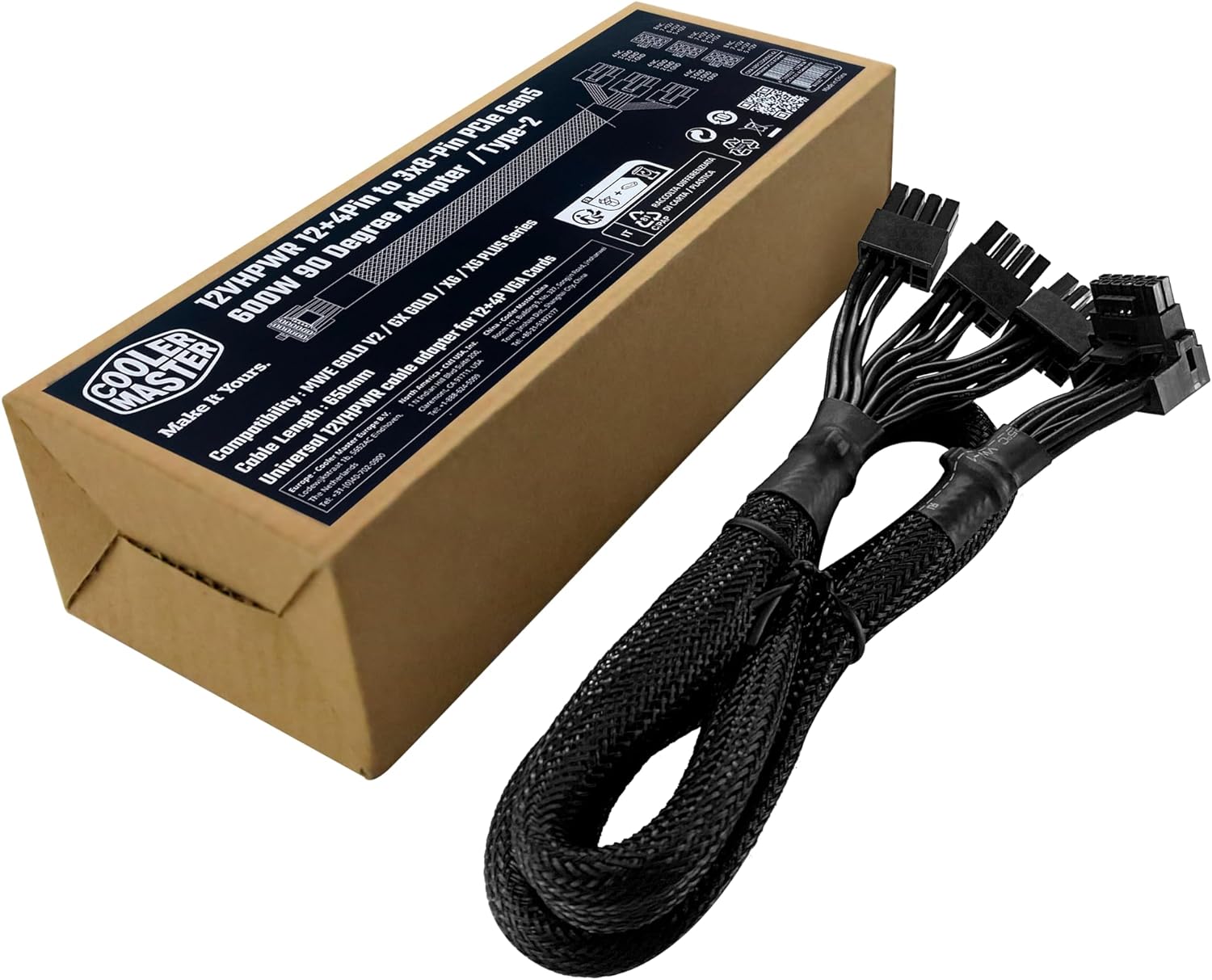 Adaptador Cooler Master 650Mm 90Deg 12Vhpwr 3X8Pin Cma-Nfpc16Xxbk2-G