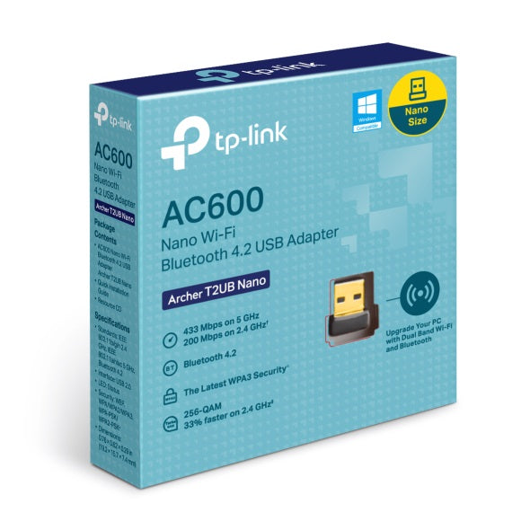 Adaptador Inalambrico Tp-Link Usb 2.0, Ac600, Dual, Bt, Archer T2Ub Nano