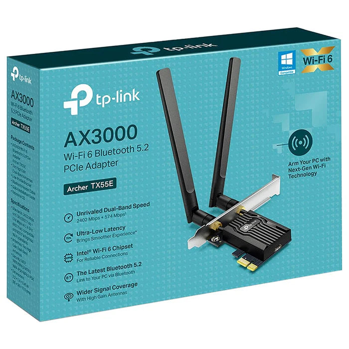 Adaptador Pcie Ax3000 Wi-Fi 6 Bluetooth 5.2 Tp-Link Archer Tx55E
