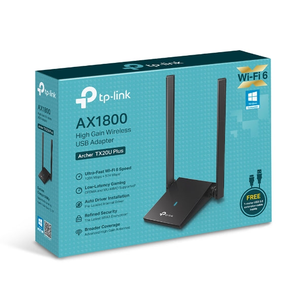 Adaptador Tp-Link  Usb Wi-Fi 6 Con 2 Antenas Ax1800, ARCHER TX20U PLUS