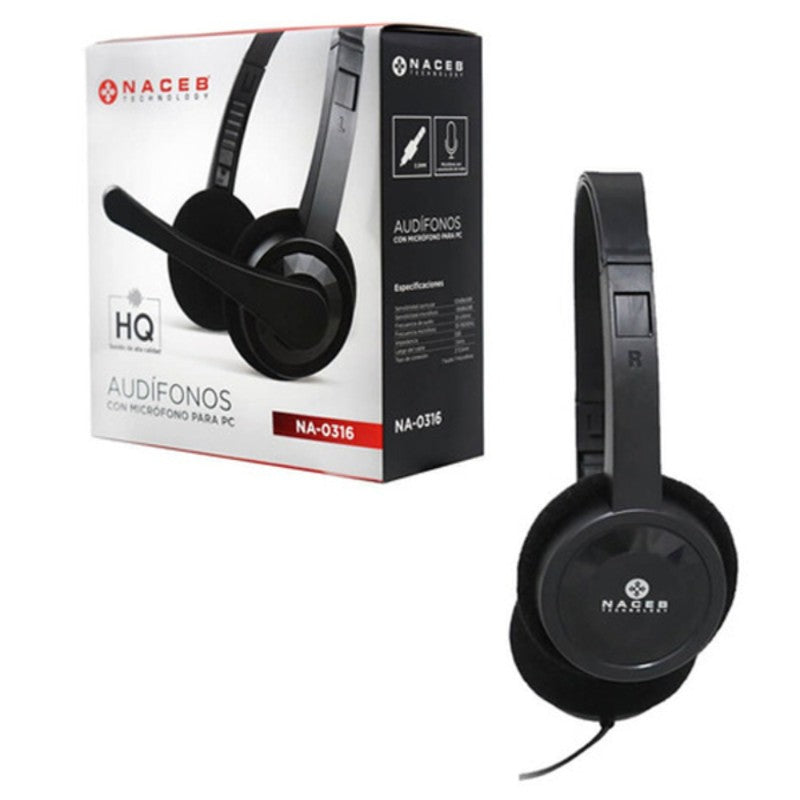 Audífono para PC NA-0316 NACEB Auriculares Alámbrico Diadema Negro