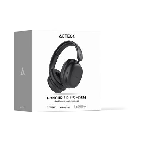 Audifonos Acteck Honour 2 Plus Hp626, Diadema, Inalambricos, Bt 5.4 - Aux 3.5 Mm,  Batería Hasta 25 Hrs,  Micrófono Omnidireccional,  Cancelación De Ruido
