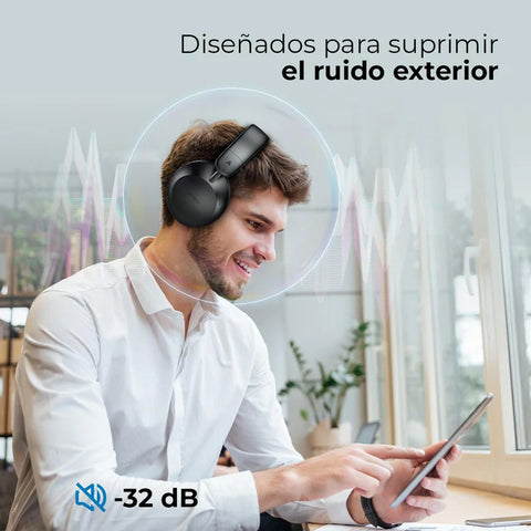 Audifonos Acteck Triton Pro Hp636  Diadema, Inalámbricos, Bt 5.4 - Aux 3.5 MM, Micrófono Omnidireccional, Batería 30 Hrs, Cancelación De Ruido,  Ultraligeros
