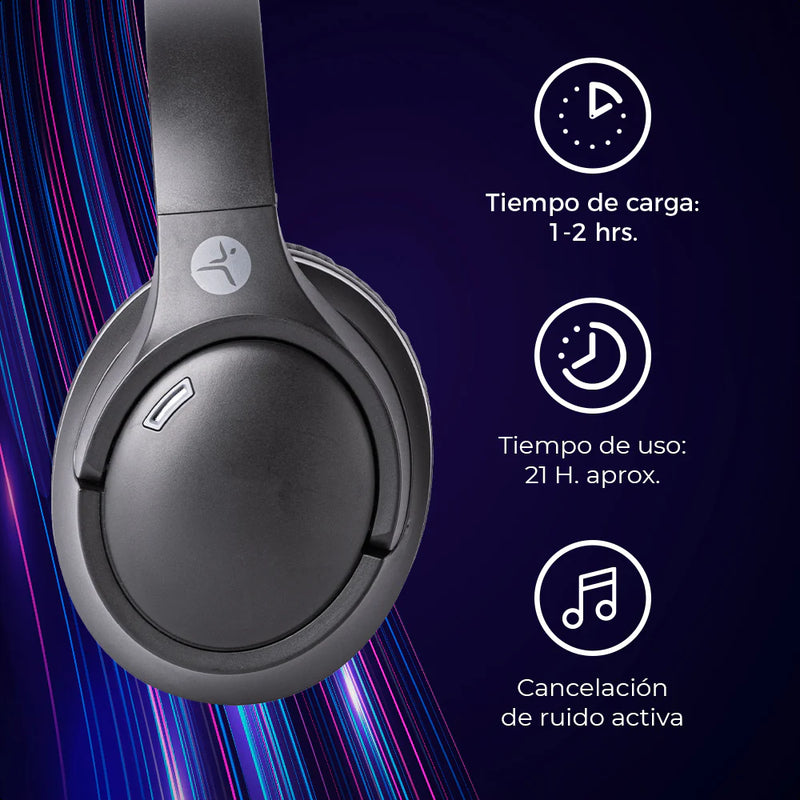 Audífonos Anchos Techzone Tzdj02 Cancelación De Ruido Bluetooth 5.3 Micrófono Integrado Color Negro